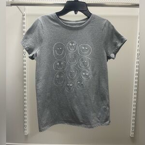 Cat & Jack Gray Short Sleeve Tee with 3-D Metallic Smiley Face Pattern